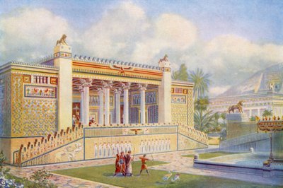 Facade of the Palace of Darius at Persepolis Bright with Colour, Movement and Life by English School